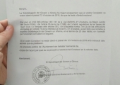Imatge de la carta de la Subdelegació del Govern rebuda a l'Ajuntament de Celrà